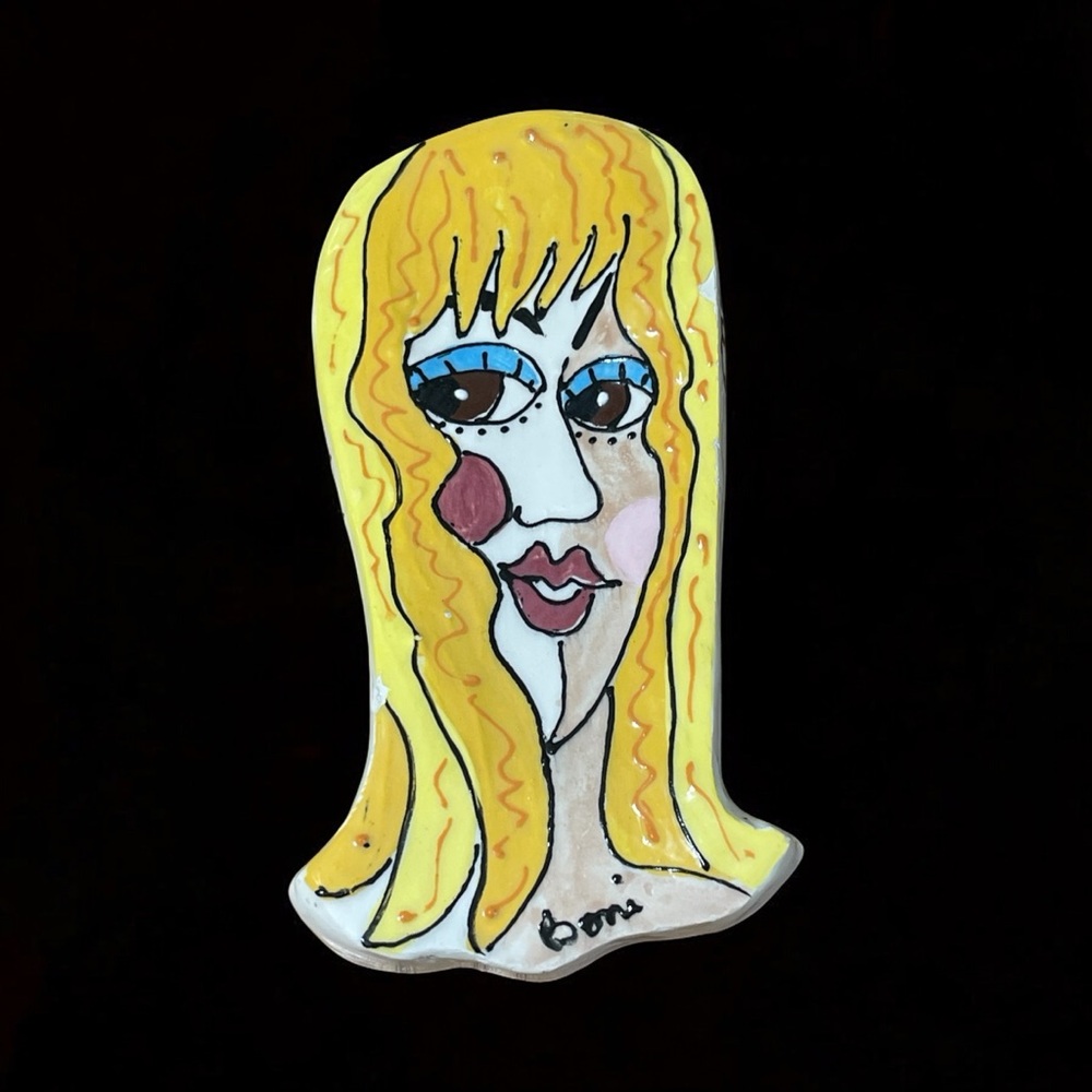 Handpainted Decorative Ceramic Face Plate  by Boni - Spoon Rest